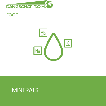 Mineral raw materials including macrominerals, trace minerals, mineral blends and chelated minerals for food supplements